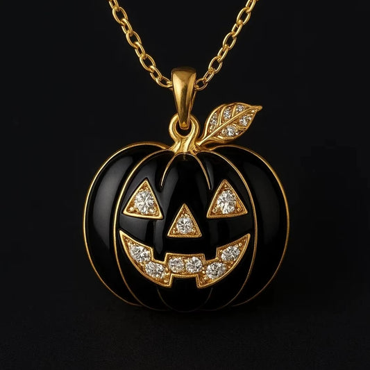 BiG-BOSS Luxury Silver Plated Black Gold Pumpkin Pendant Moissanite Hip Hop Necklace Men's Halloween Party Jewelry Gift Krishnavii KP 214