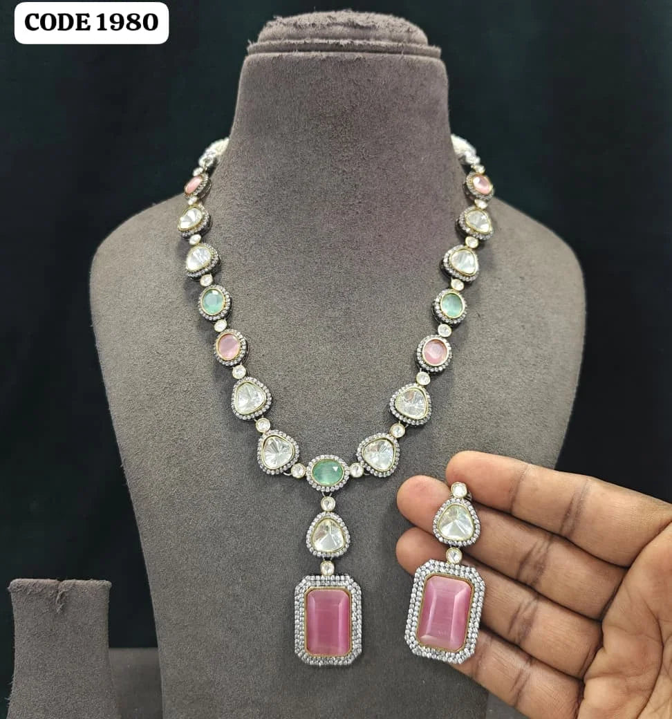 Luxury Mint Green Crystal Pendant Necklace Set Gold Plated Brass Designer Statement Wedding Party Jewelry for Women Set