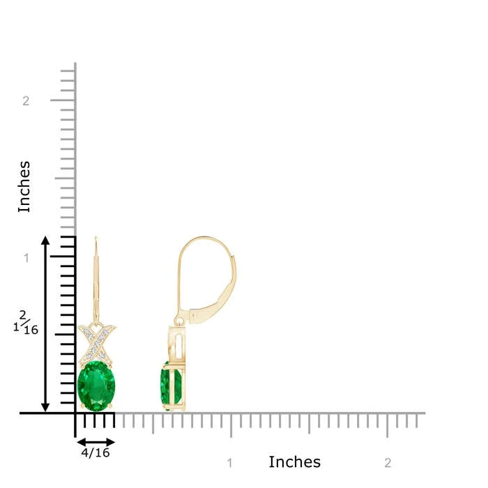 14Kt Yellow Gold Oval Emerald Drop Earrings Diamond Infinity Leverback Dangle Fine Jewelry for Women Gift for Fiance