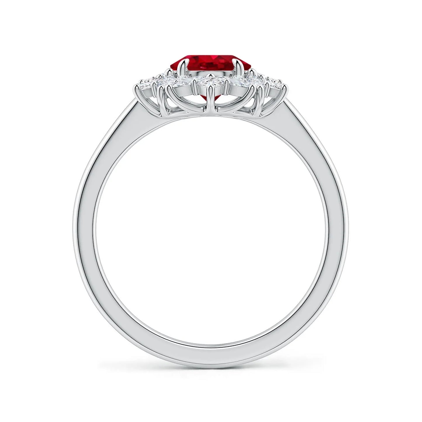 14K 18k Solid Gold 8x6MM Oval Cut Natural Ruby & Diamond Ring Wedding Anniversary Engagement Multi Shape SI/H Halo Diamond Ring