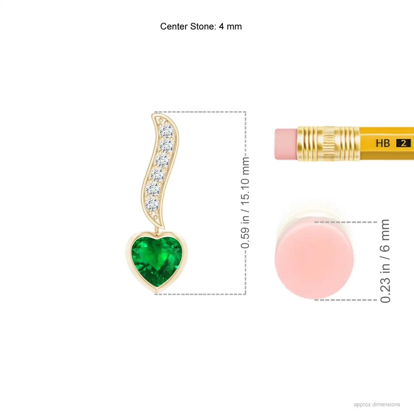 Heart Shape Emerald Diamond Drop Earrings in 14K Yellow Gold, Romantic Emerald Dangle Earrings, Fine Jewelry Gift for Fiance