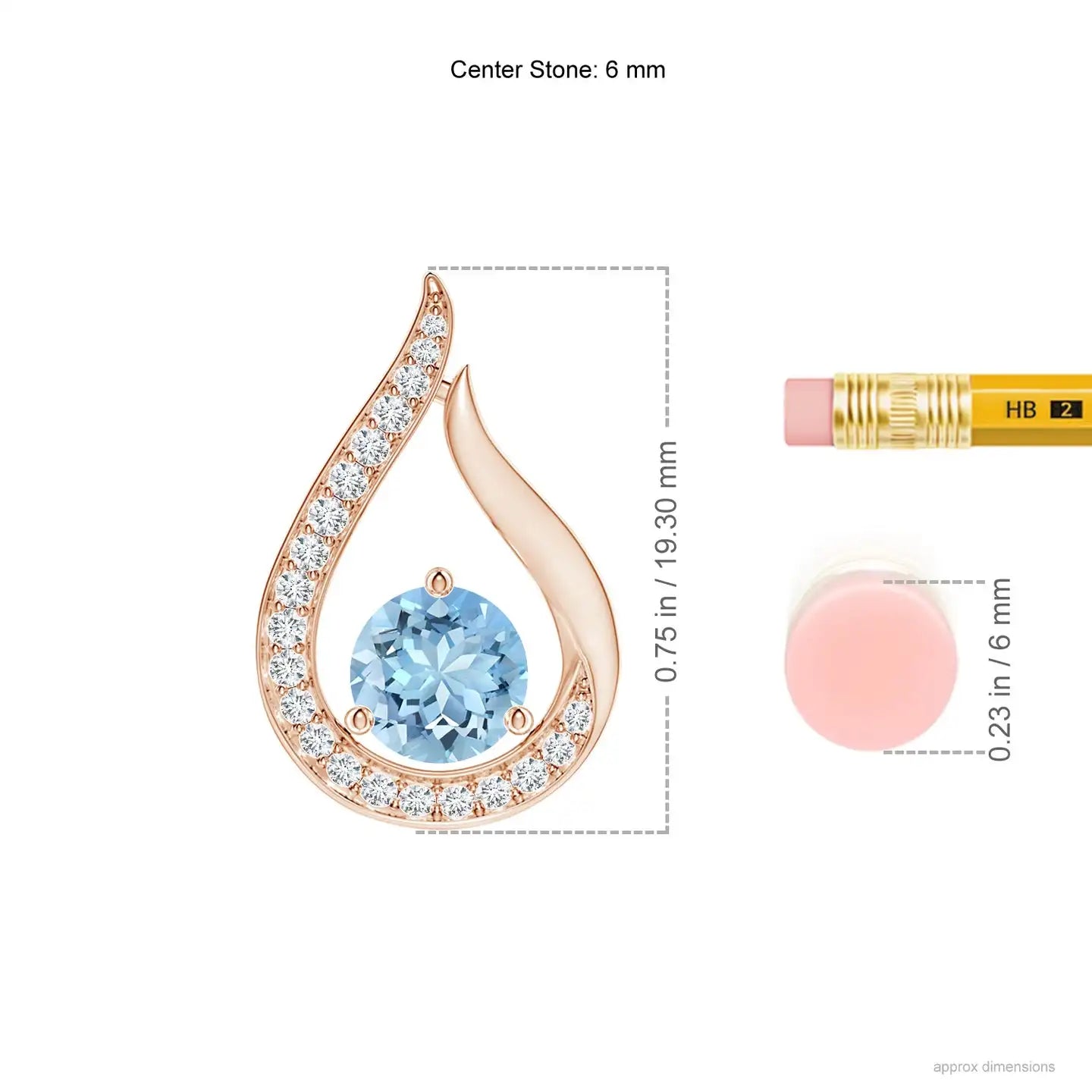 14K Pure Gold IGI Certified IGI Certified Natural 6MM Round Cut 0.75Ctw Floating Aquamarine Tulip Handmade Pendant with Diamonds