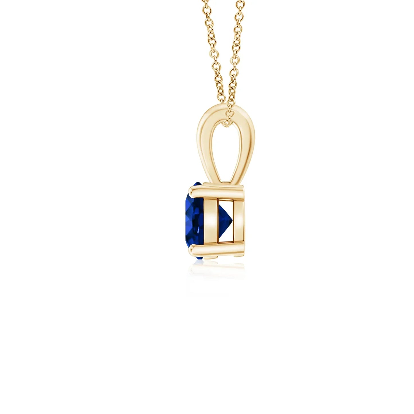 14K 18K Pure Gold Real IGI Certified Prong-Set Round Blue Sapphire Solitaire Pendant Necklace Wedding Anniversary Gift For Woman