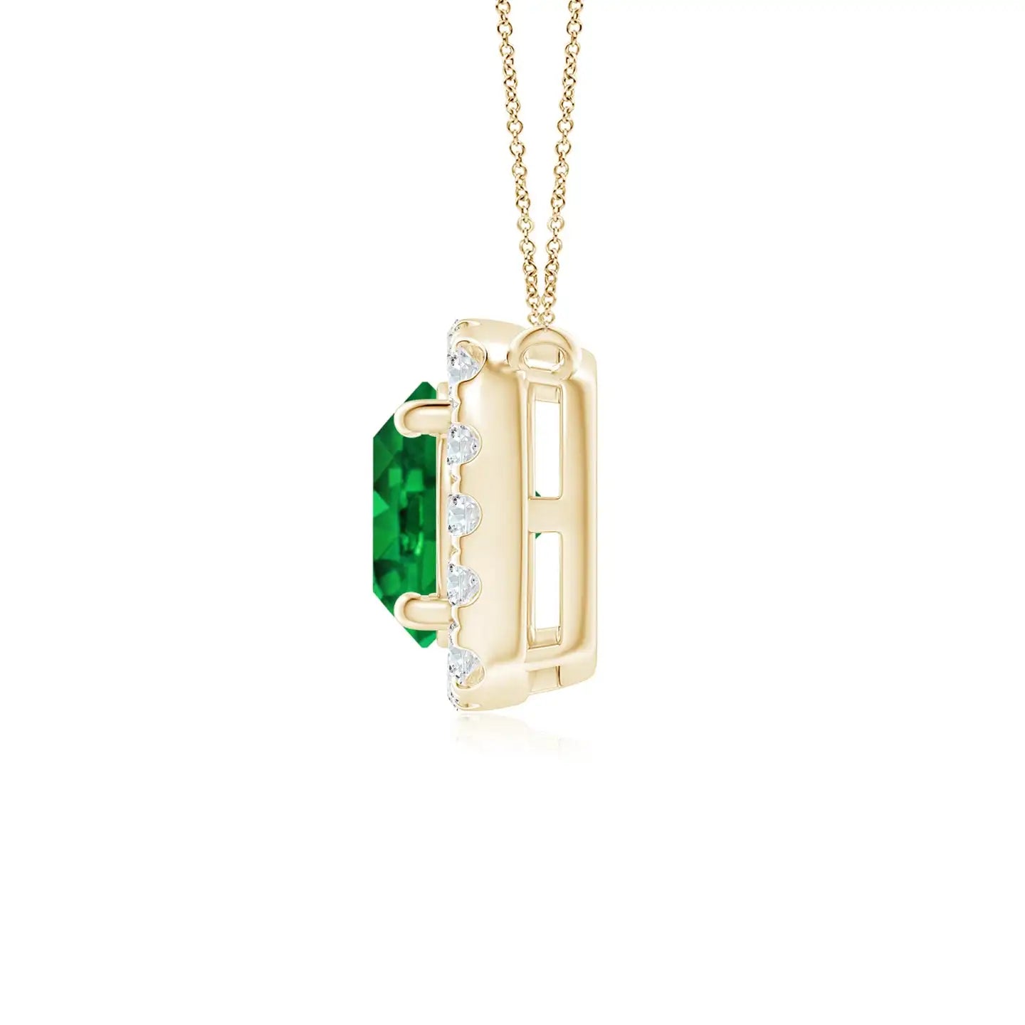 14K Solid Gold Natural Emerald Round Emerald Pendant With Cushion Halo Classic Fine Jewellery Anniversary Gift For Her 2026