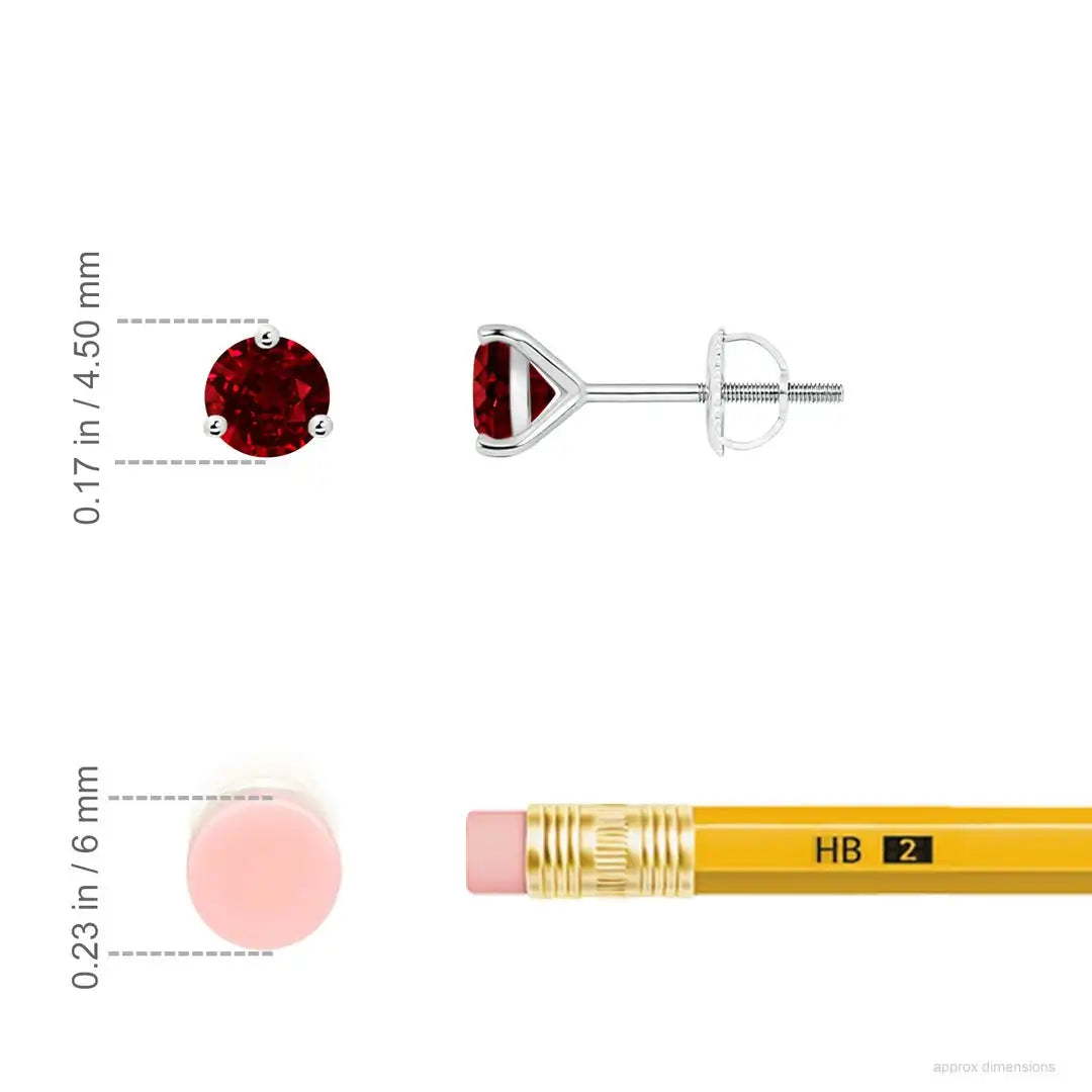 14kt Rose Gold Natural Classic Round Ruby Stud Earrings July Birthstone Solitaire Bridal Prong Everyday Wear Jewelry