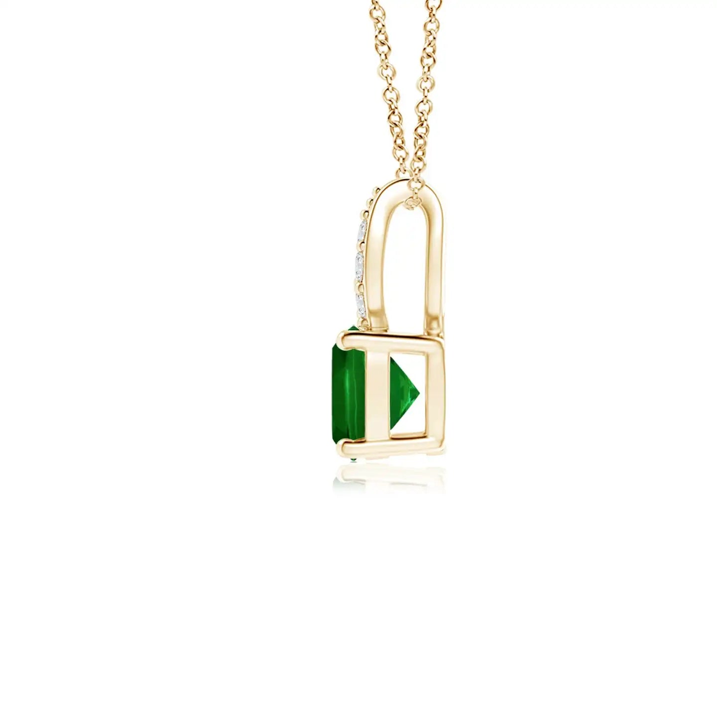 14K Solid Gold Natural Emerald Cushion Emerald Pendant With Diamonds Classic Fine Jewellery Anniversary Gift For Her 2026