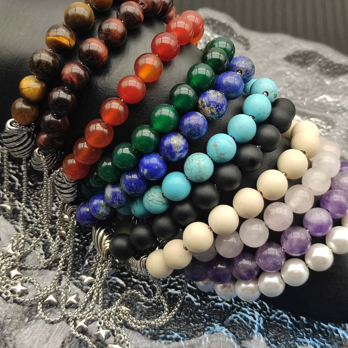 FASHIONISTA DY High-Quality Silver-Plated Colored Crystal Bangle, Unisex Silver-Plated Colored Gemstone Bangle, Jewelry