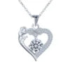 Jewelry Set Rose Edge Moissanite Stud Earrings 925 Sterling Silver Heart Shape Pendant Necklace