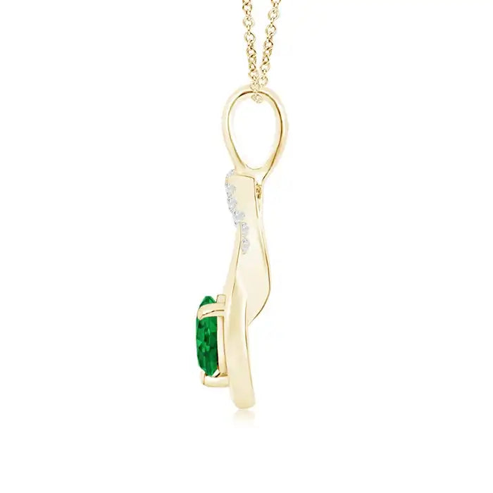 14K Solid Gold Natural Emerald Emerald Infinity Knot Pendant With Diamonds Classic Fine Jewellery Anniversary Gift For Her 2026