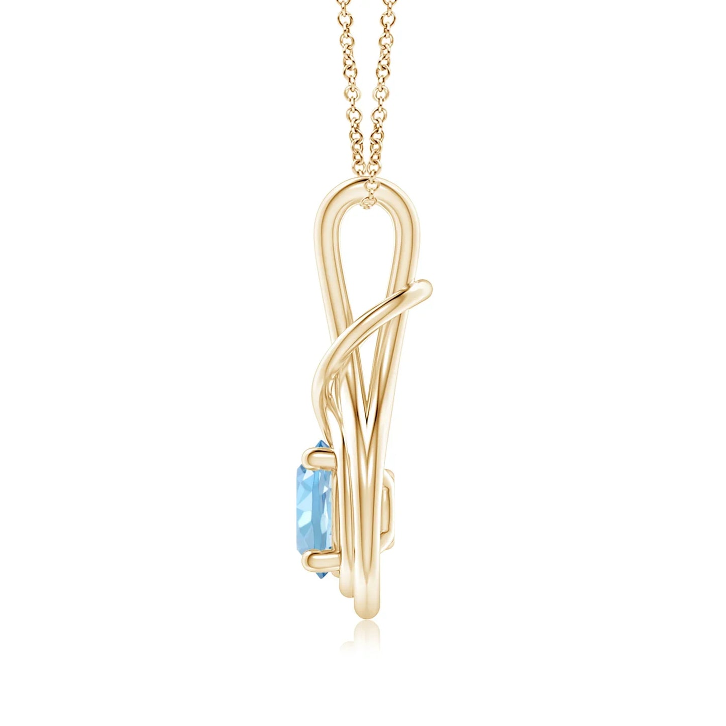 14k Solid Gold March Birthstone Aquamarine Infinity Knot Solitaire Pendant Handmade Fine Jewelry Bulk Wholesale Charm Pendant