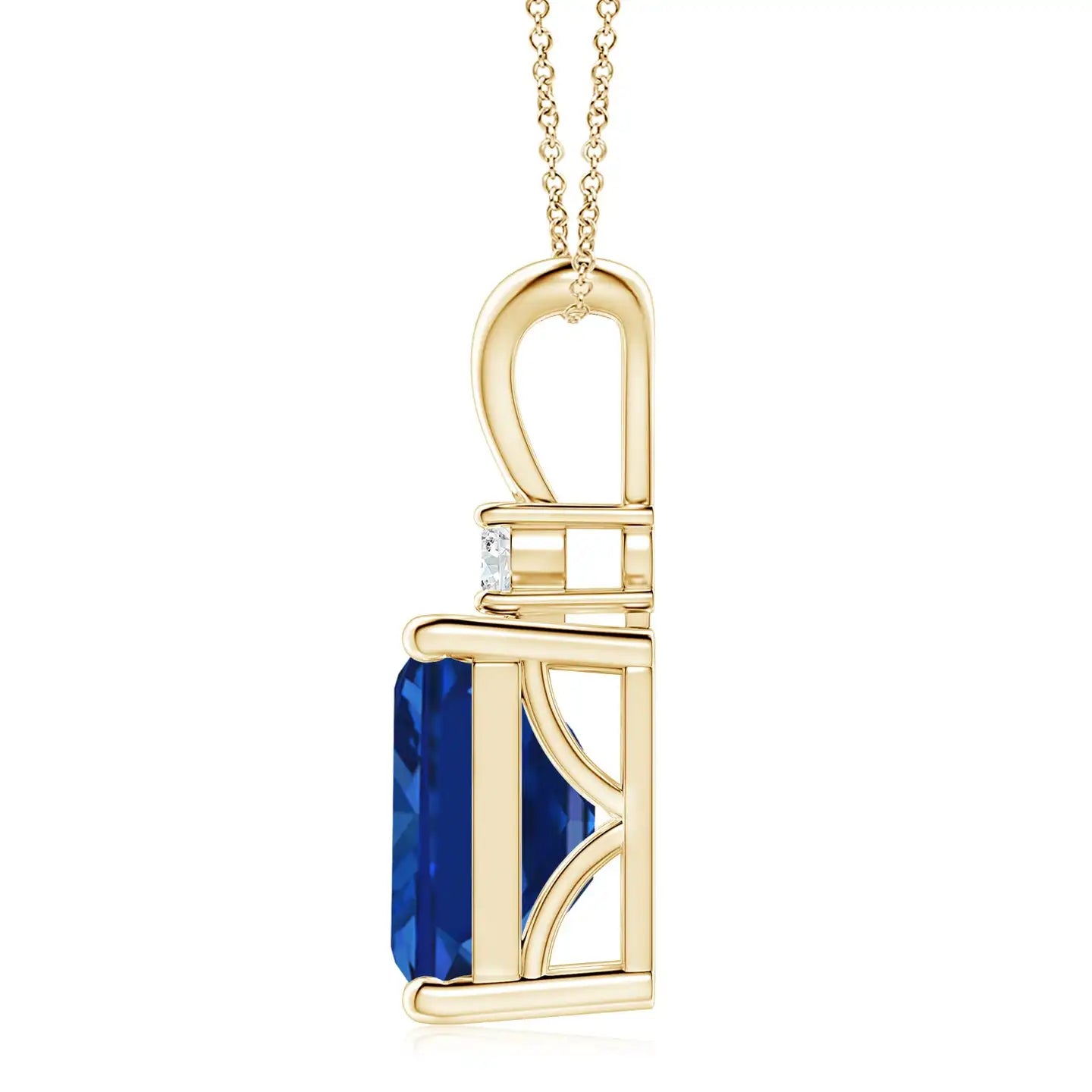 14K Gold 9*7MM Emerald-Cut IGI Certified 2.25Ctw Green Emerald Solitaire Pendant with 0.07Ct Round Diamond Handmade Fine Jewelry