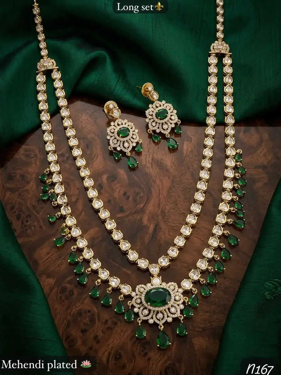 Royal Mehendi Heritage Bridal Necklace Set Pear Cut Mehandi Plated Wedding Party Premium Traditional Jewelry for Women Set