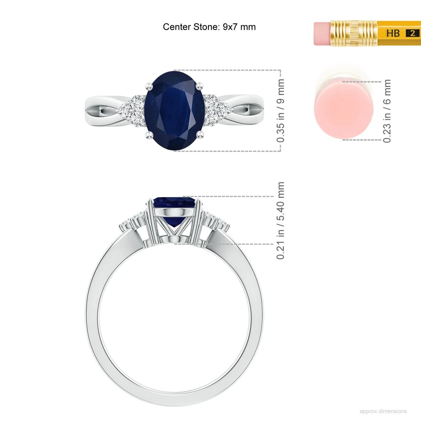 Natural Three Side Diamond With Center Blue Sapphire Gemstone Engagement Solitaire Ring 14K Solid Gold Split Shank Unisex Ring