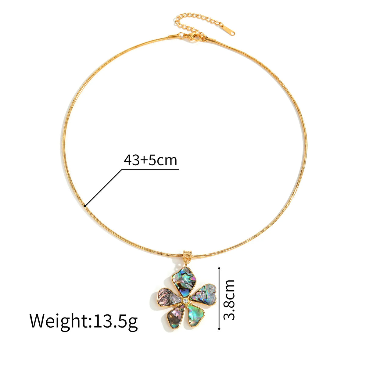 REDheart Stainless Steel Gold Plated Abalone Shell Flower Necklace Accessory Set for Women Versatile Bracelet Earrings Ring Jewelry Gifts