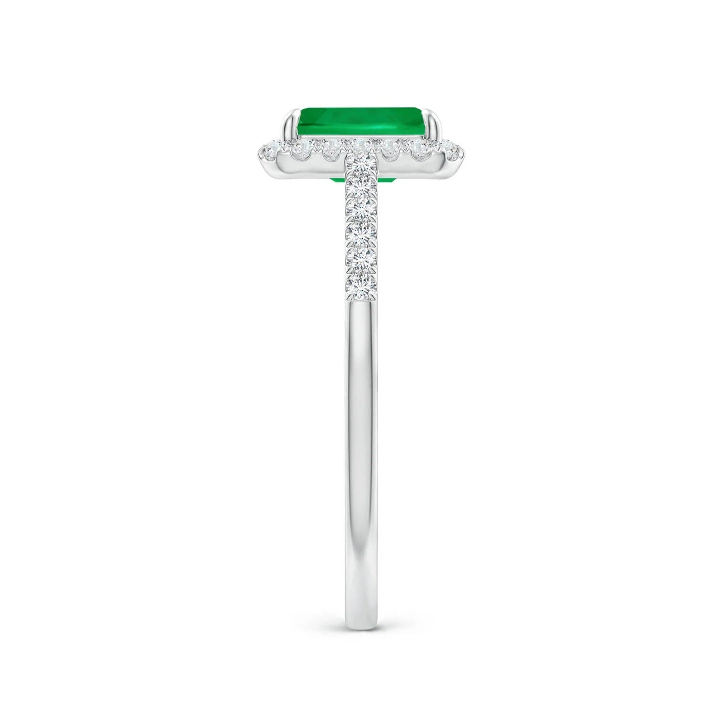Top Quality 14k Gold 7*5MM Emerald Cut 1.10Ctw Emerald & Round Brilliant Cut Diamond Halo Ring Luxury Designer Engagement Ring