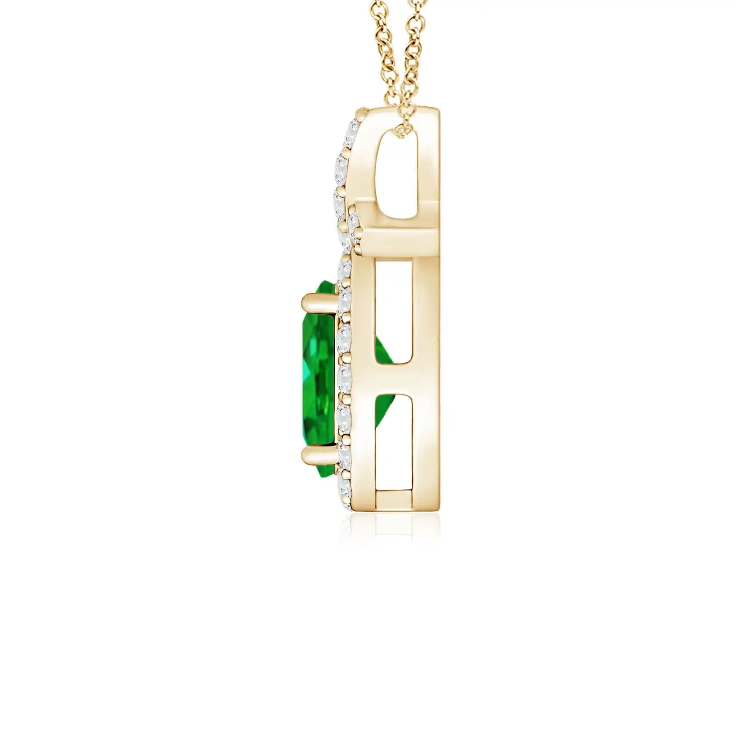 14K Solid Gold Natural Emerald Vintage Style Pendant With Diamond Halo Classic Fine Jewellery Anniversary Gift For Her 2026