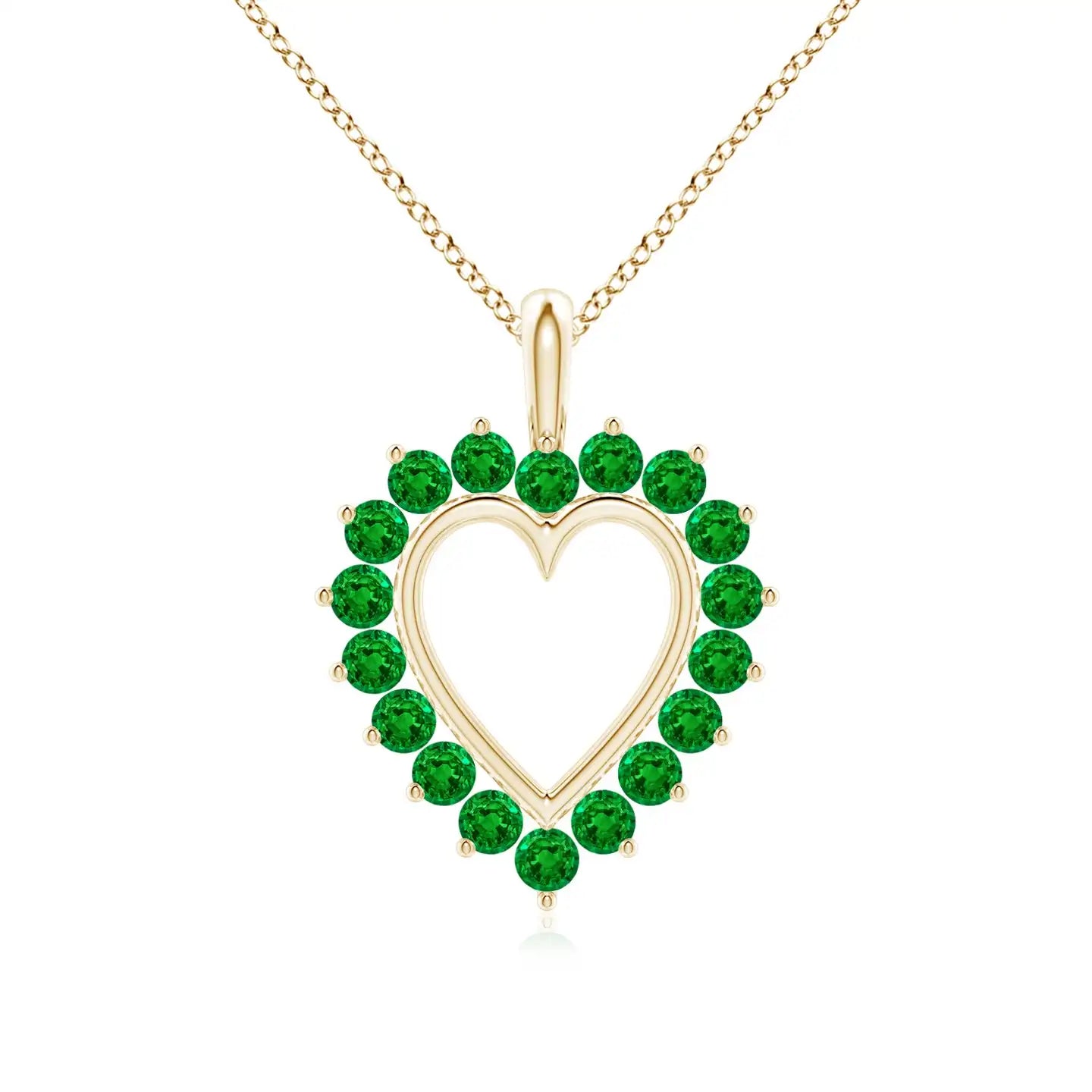14K Solid Gold Natural Emerald Emerald Open Heart V-Bale Pendant Classic Fine Jewellery Anniversary Gift For Her 2026