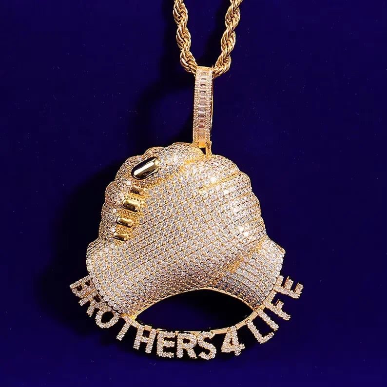 BiG-BOSS Iced Out Brothers 4 Life Moissanite Silver Plated Hip Hop Friendship Pendant for Men Party Occasion
