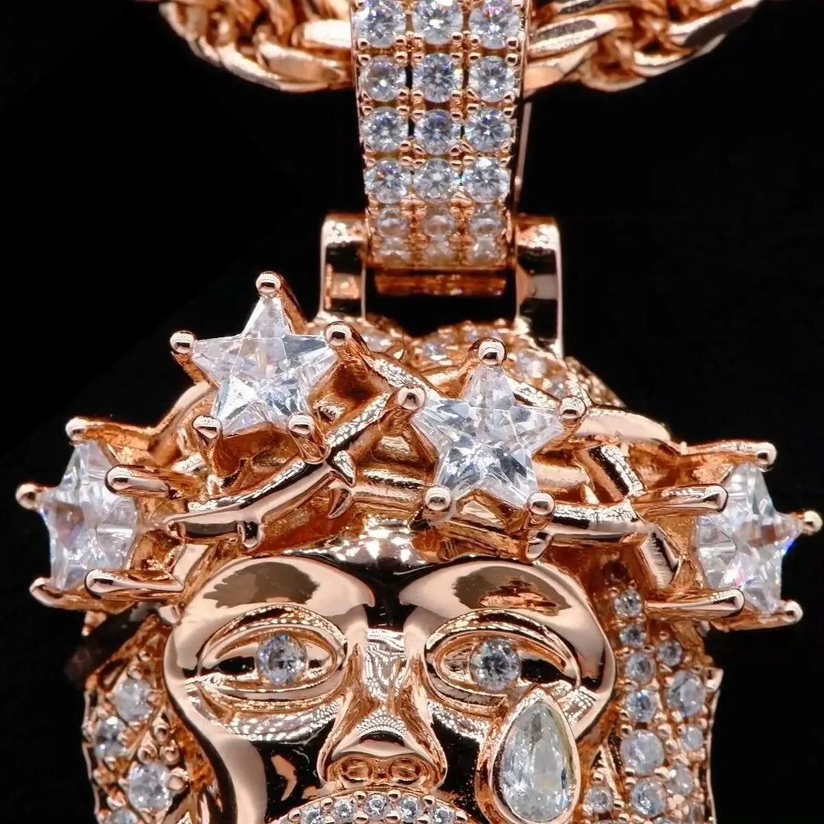 BiG-BOSS Krishnavii KP 215 Men's Luxury Iced Jesus Piece Pendant Rose Gold Silver Plated Freshwater Pearl Cushion Cut Moissanite Hip Hop