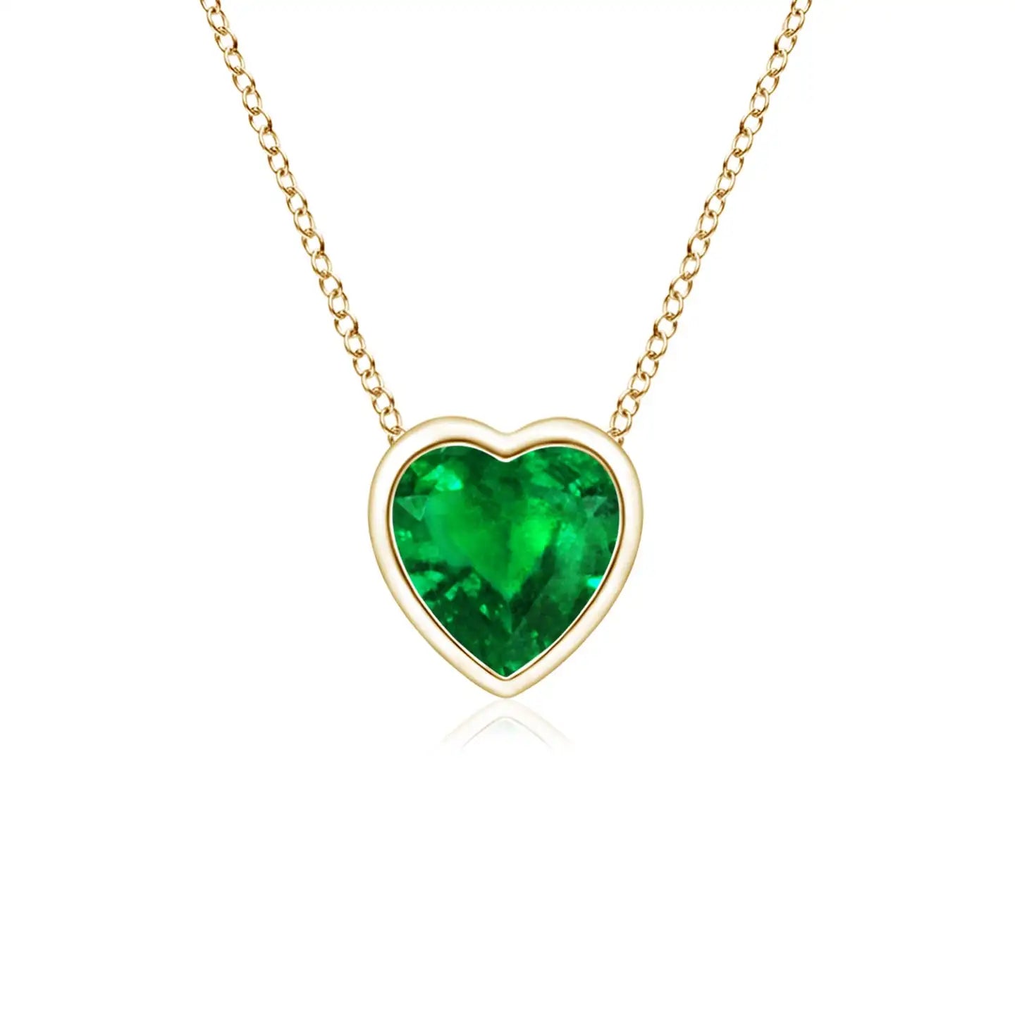 14K Solid Gold Natural Emerald Bezel-Set Solitaire Heart Pendant Classic Fine Jewellery Anniversary Wedding Gift For Her 2026