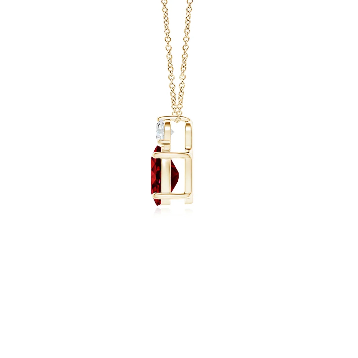 14K Pure Gold Oval Cut Natural Red Ruby Precious Gemstone Solitaire Pendant with Real Diamond IGI Certified High Quality Pendant