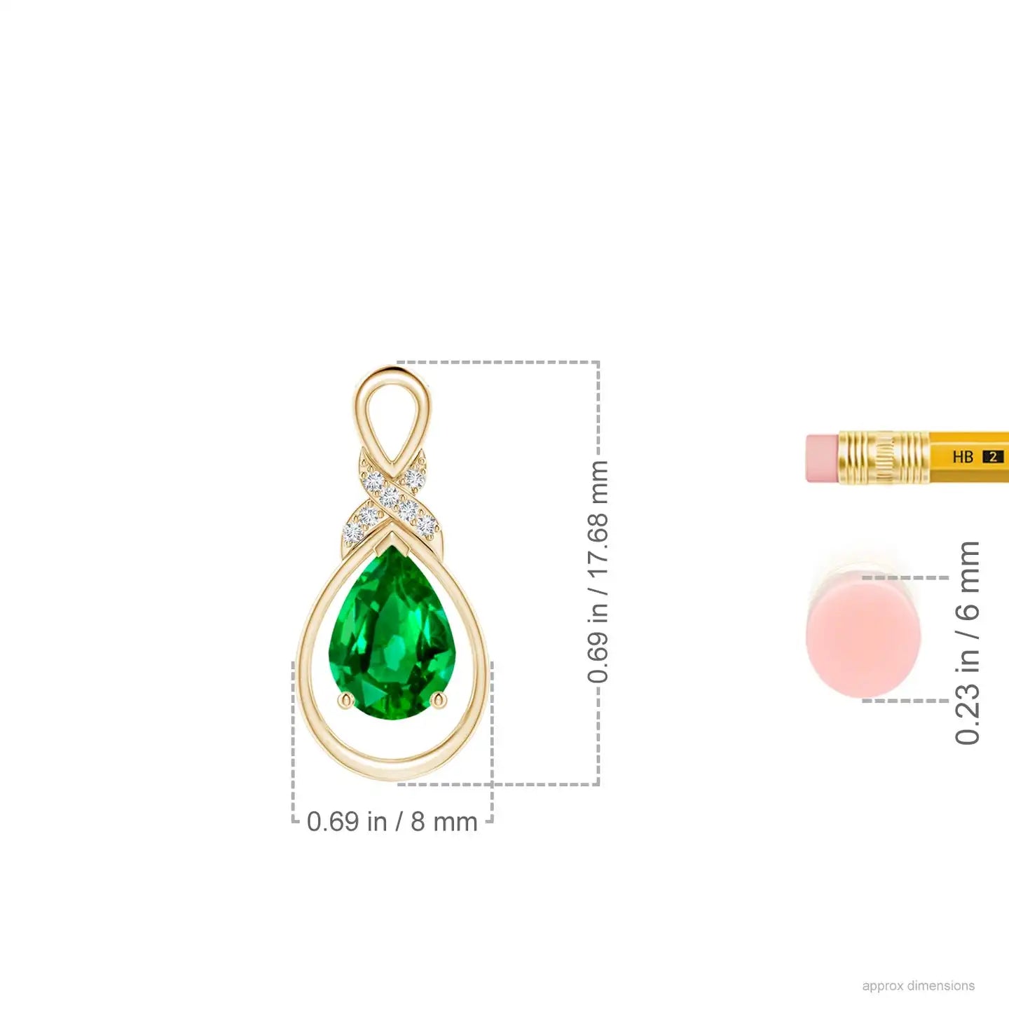 14K Solid Gold Natural Pear Emerald Infinity Pendant With Diamond X Motif Classic Fine Jewellery Anniversary Gift For Her 2026
