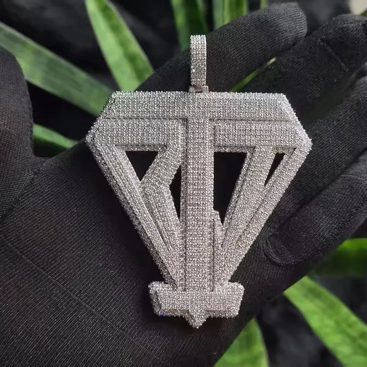 BiG-BOSS Iced Out Cushion Cut Moissanite Pendant for Men with Clear Stones in Bold Luxury Hip Hop Party Jewellery Style