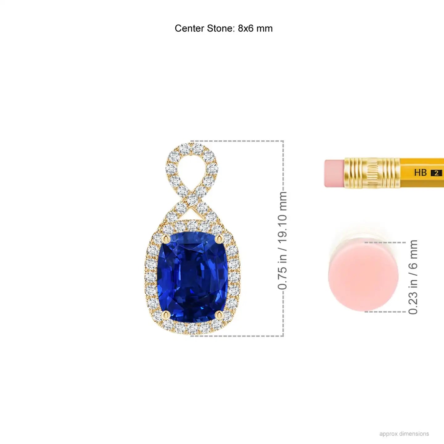 14K Solid Gold 8*6mm 1.25Ct Rectangular Cushion Emerald Diamond Infinity Bale Pendant For Necklace Beautiful Party Wear Pendant