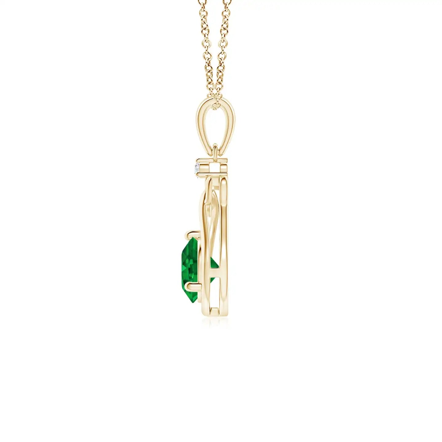 14K Solid Gold Natural Emerald Knotted Heart Pendant With Diamond Fine Jewellery Neo Heritage Anniversary Gift For Her 2026