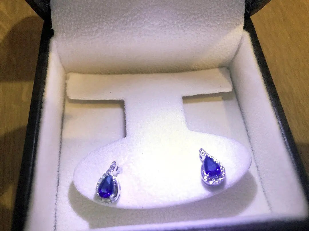 Blue Sapphire and Diamond Earring 14k Solid Gold Pear Cut Studs Earrings Fine Jewelry Gift for Women Anniversary Earrings