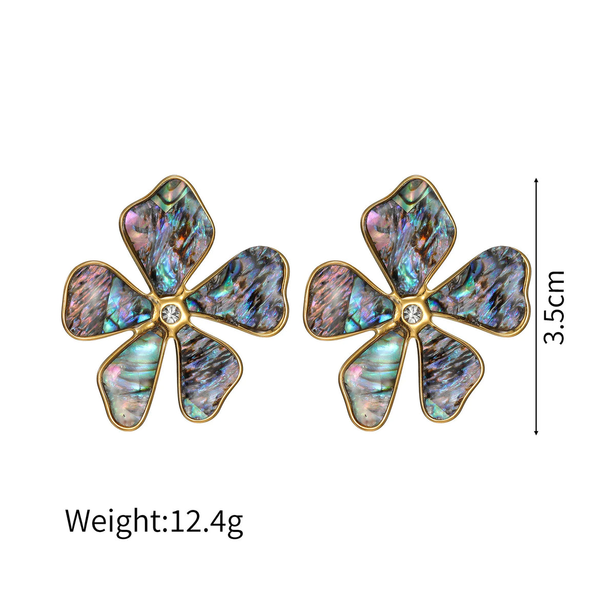 REDheart Stainless Steel Gold Plated Abalone Shell Flower Necklace Accessory Set for Women Versatile Bracelet Earrings Ring Jewelry Gifts