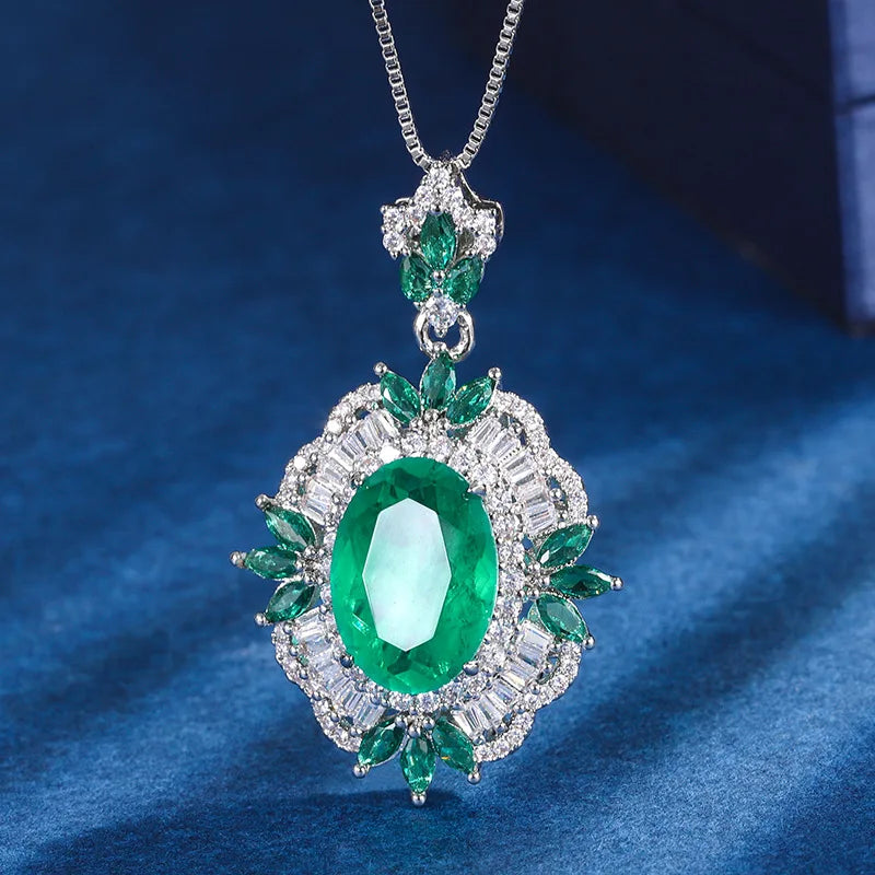 Gemfiori Crystal Gemstone Full Lab Diamond Pendant Necklace Earrings Ring Fashion Jewellery Sets Luxury Bridal Jewelry Set Creative Gifts