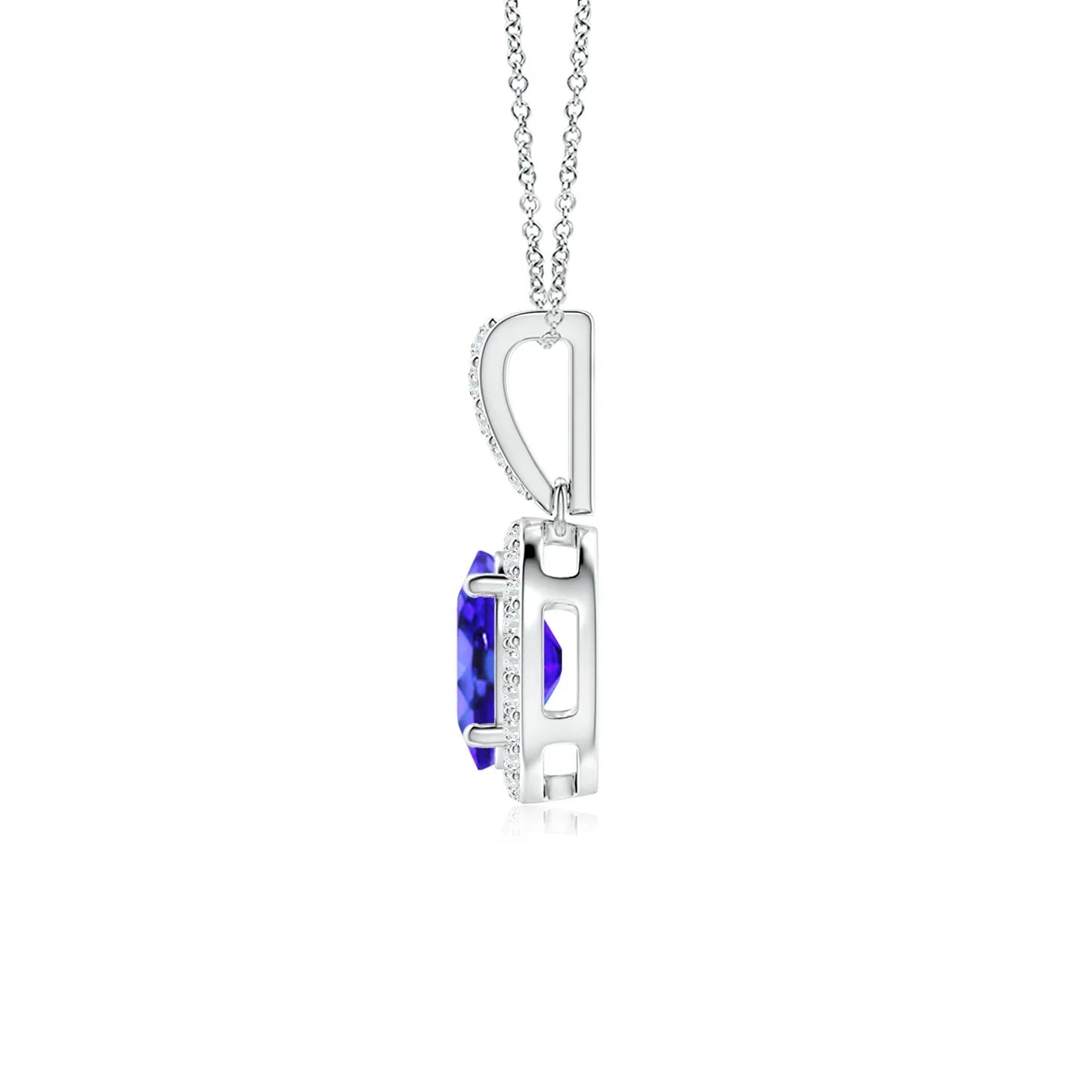 14K Solid Gold Vintage Style Oval Cut Natural Tanzanite With Diamond Halo Pendant Handmade Fine Jewelry Customized Pendant OEM