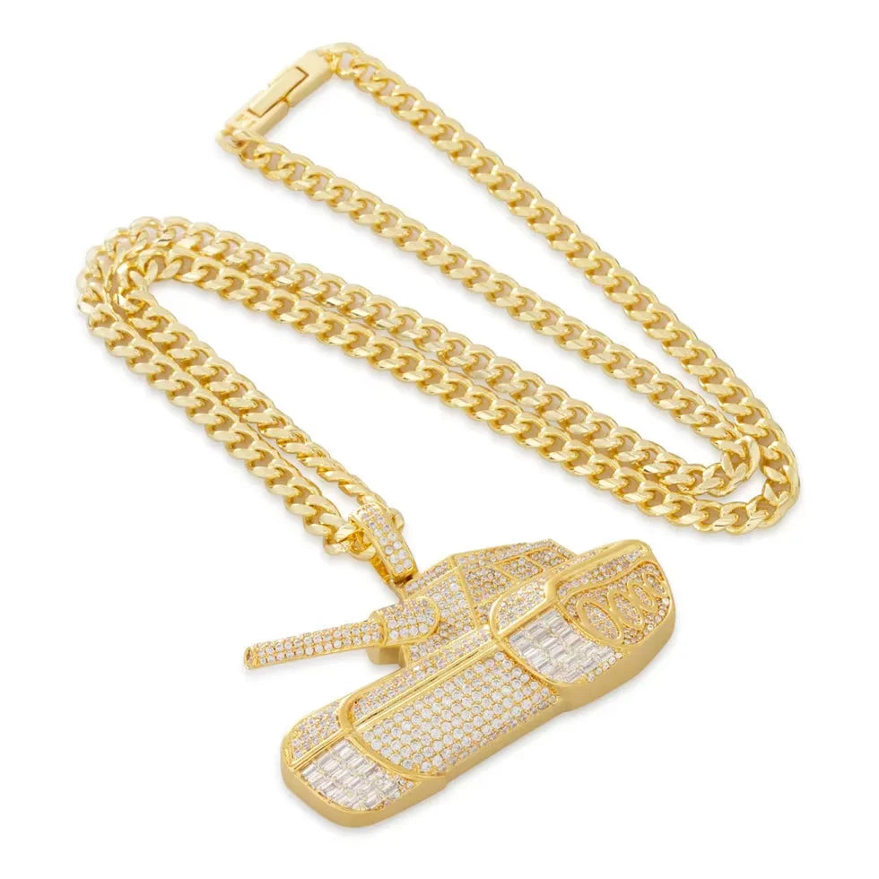 BiG-BOSS Iced out gold tone pendant necklace with moissanite stones for men hip hop style fashion jewellery