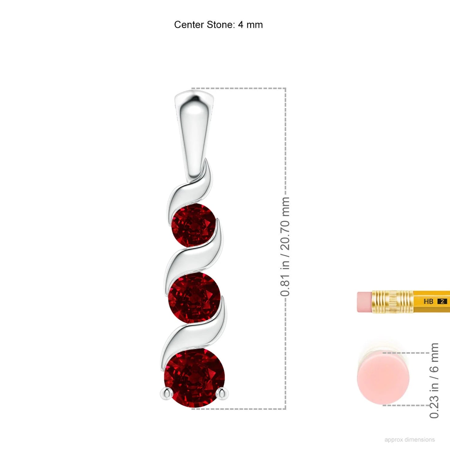 14K Solid Gold Channel-Set Round Cut Ruby Three Gemstone Journey Pendant Link Chain Necklace Party Wear Unique Spiral Pendant
