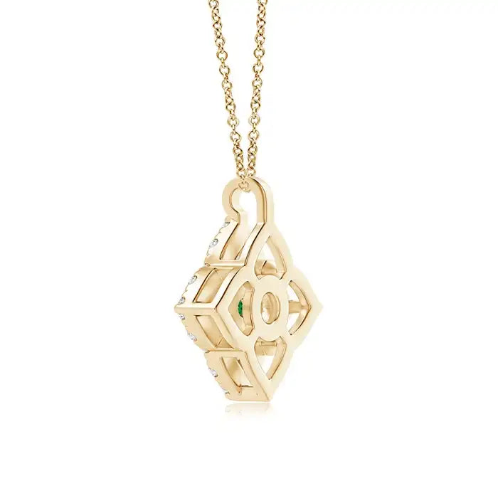 14K Solid Gold Natural Emerald Vintage Inspired Clover Pendant Fine Jewellery May Birthstone Anniversary Gift For Her 2026