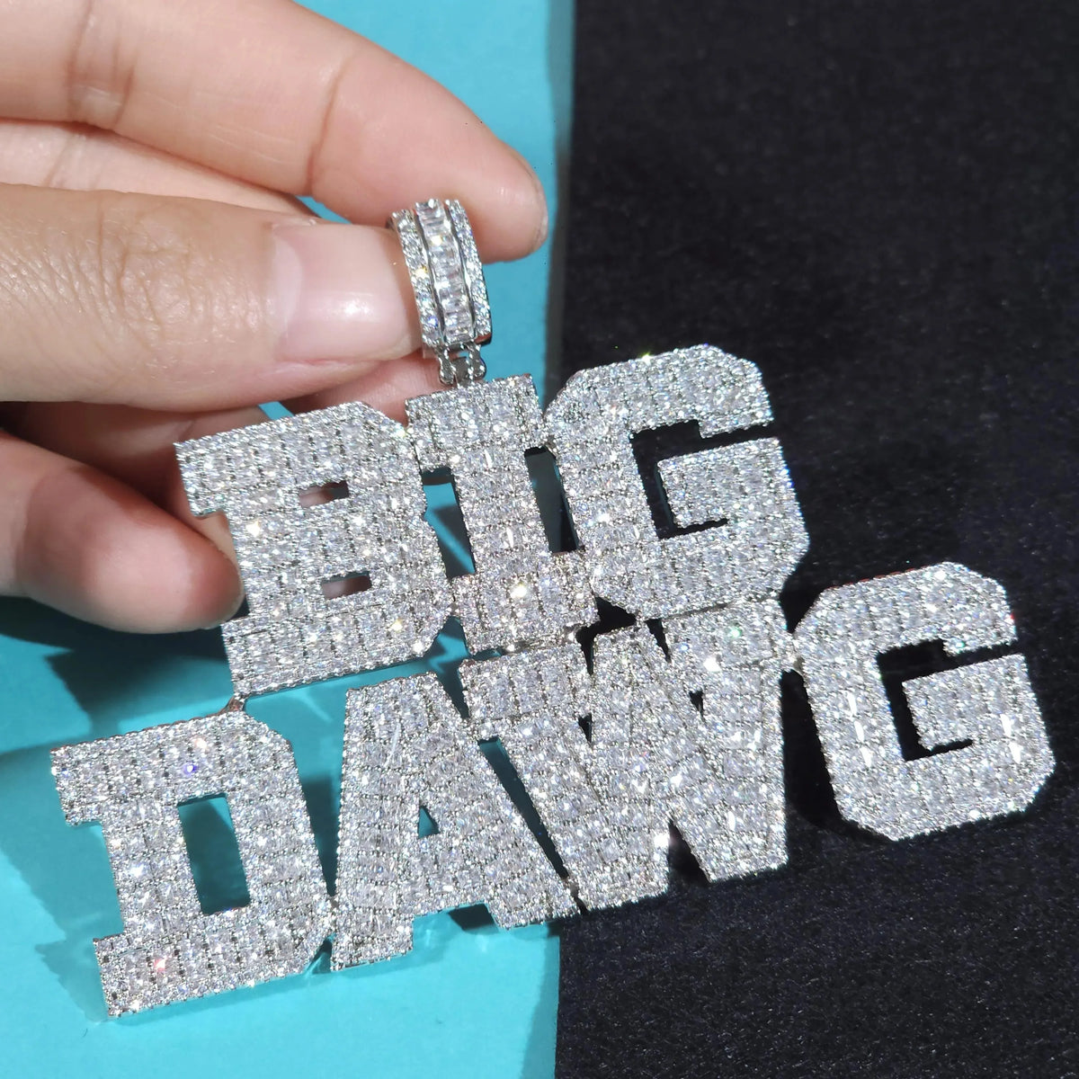 BiG-BOSS Buy Iced Out Custom Name Men's Silver Plated Hip Hop Moissanite Luxury Pendants Necklace Personalized Party Jewelry Online India