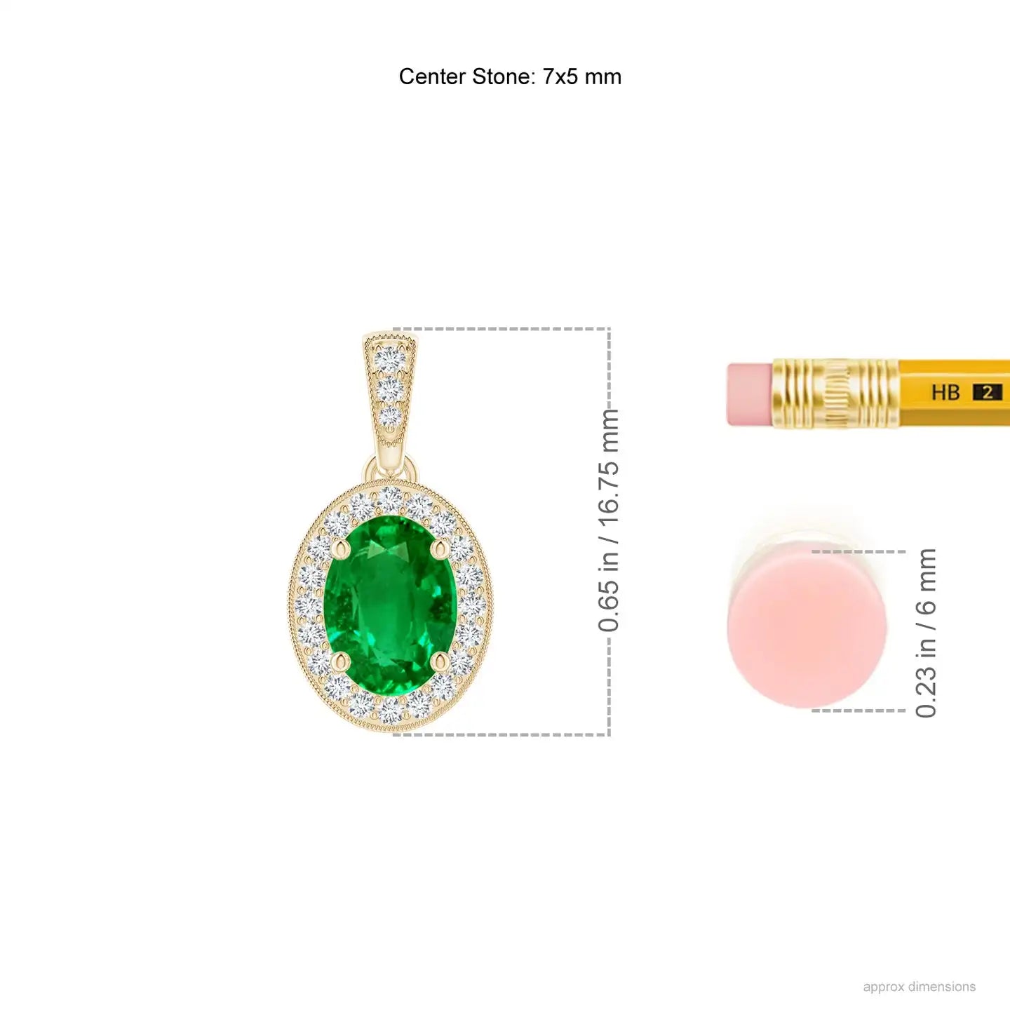 New Arrival 14K Solid Gold Natural Oval Emerald Vintage Style Pendant With Diamond Halo May Birthstone Anniversary Gift