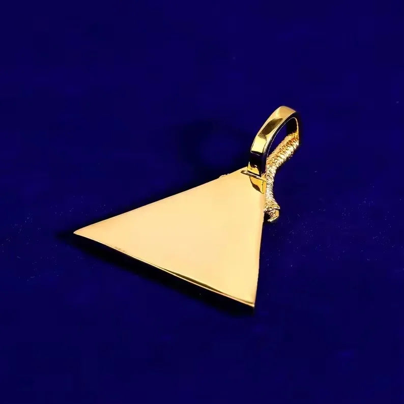 BiG-BOSS Iced Out Eye of Horus Pyramid Pendant with Moissanite and Bezel Setting in Sterling Silver Hip Hop Jewelry for Men and Women