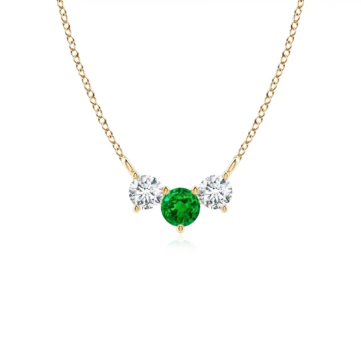14K Solid Gold Natural Emerald Classic Trio Diamond Pendant Necklace Fine Jewellery Neo Heritage Anniversary Wedding 2026
