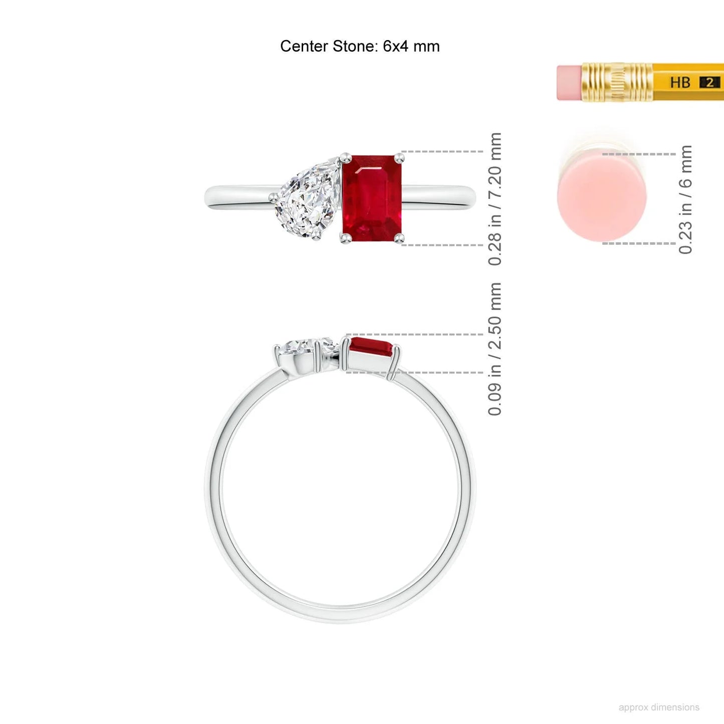 14k Solid Gold Classic Two-Stone Emerald-Cut Natural Red Ruby Stone & Pear Diamond Engagement Ring Fine Jewelry Toi Et Moi Ring