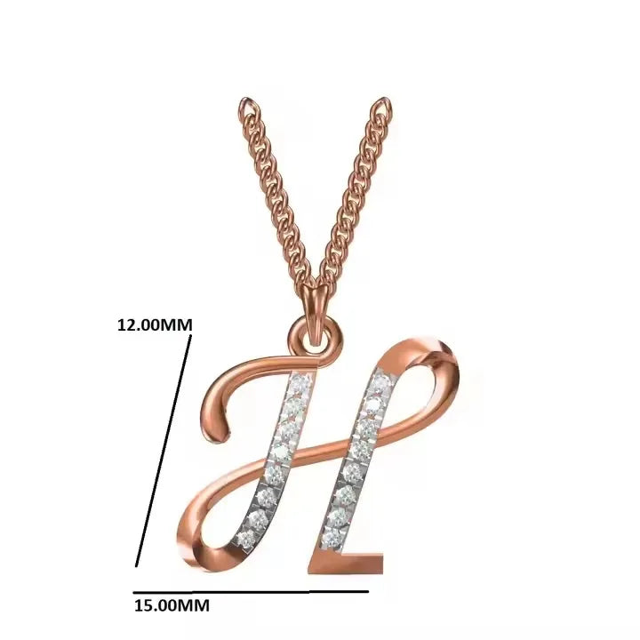 BiG-BOSS Silver Plated H-Alphabet Pendant Necklace Moissanite Stylish Trendy Letter Charm for Men's Party Perfect Gift Idea