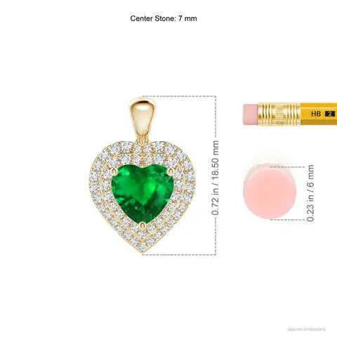 2026 Premium Quality Natural 5mm 0.4 Ctw Green Emerald Heart Shape Pendant With Diamond Double Halo Valentine's Romantic Gift