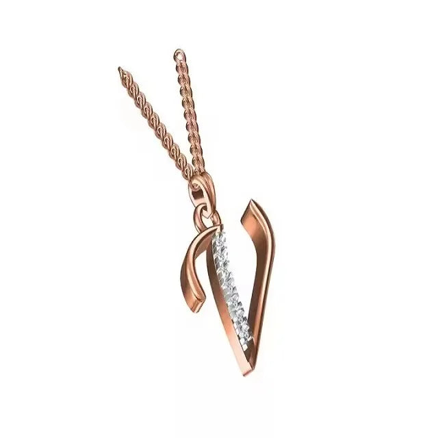 BiG-BOSS Luxury Silver Plated Moissanite Letter V Hip Hop Pendant Necklace Stylish Party Charm Jewelry Gift for Men and Women Fashion New