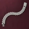 BiG-BOSS 18mm Lab Diamond Gold Plated 14K White Gold Customised Lock Hip Hop Bracelet Women's Iced Luxury Cuban Link Cushion Cut