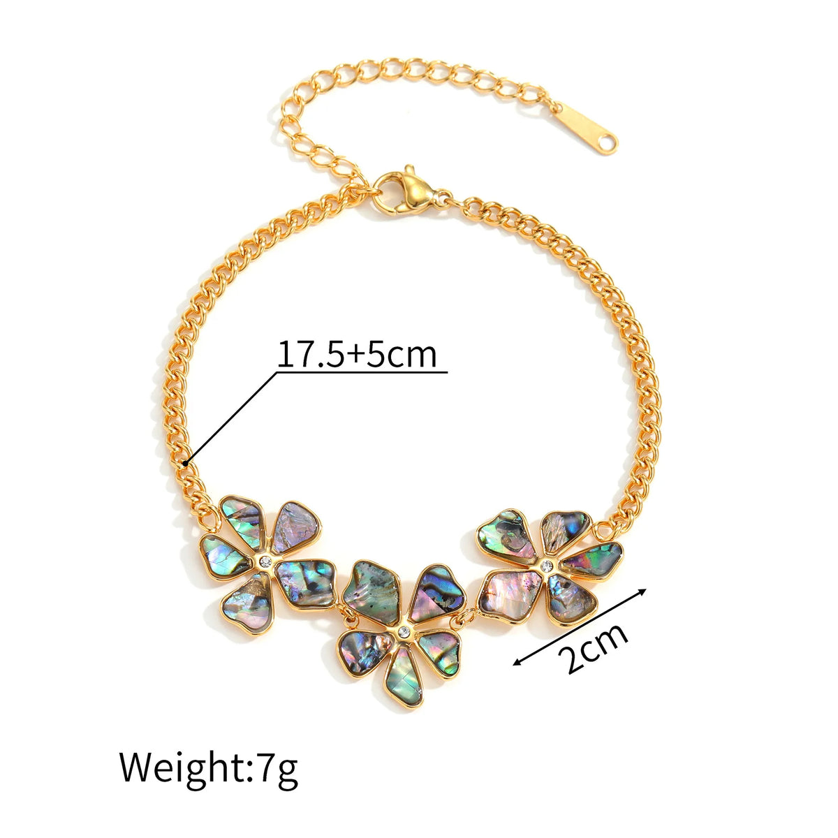 REDheart Stainless Steel Gold Plated Abalone Shell Flower Necklace Accessory Set for Women Versatile Bracelet Earrings Ring Jewelry Gifts