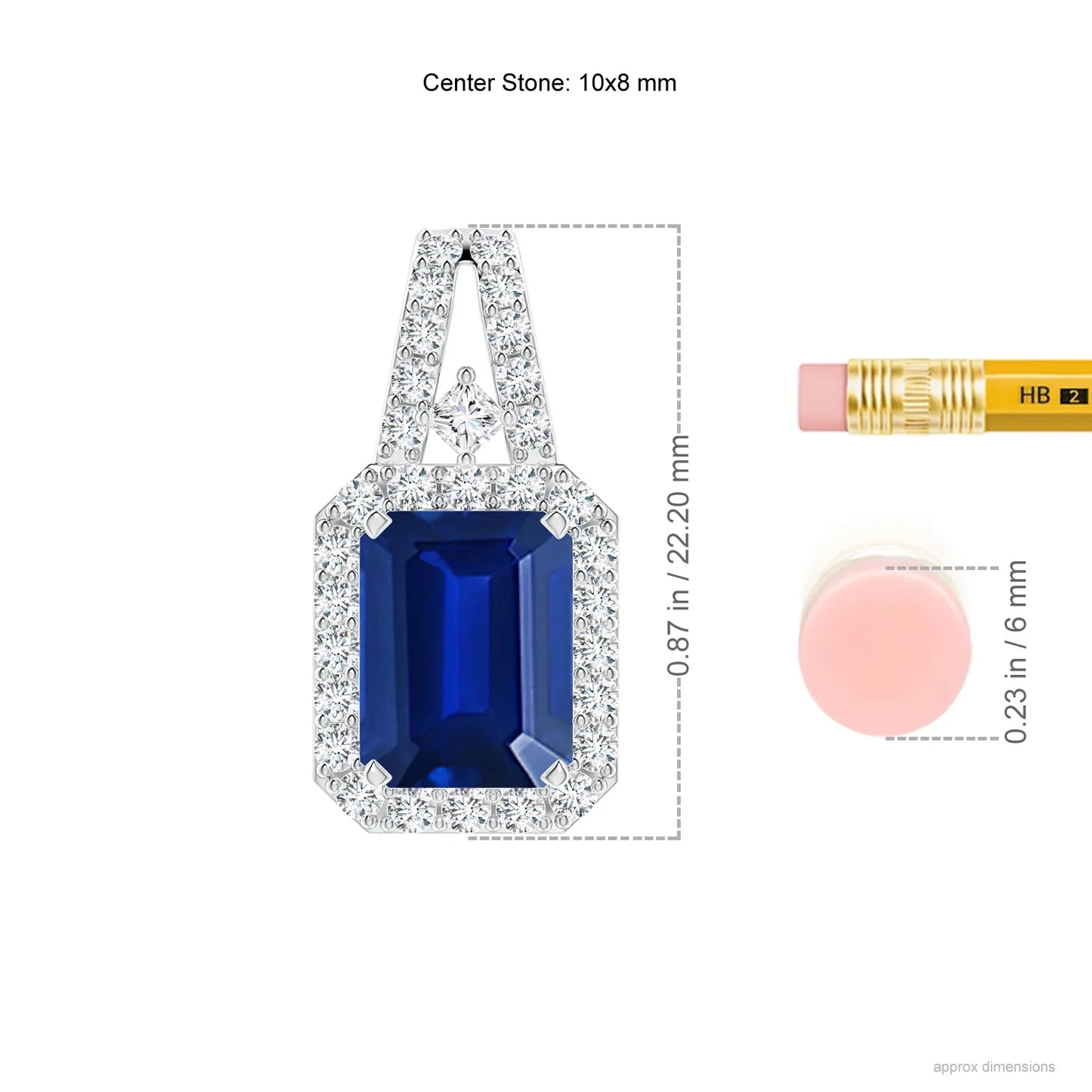 14K Solid Gold Geometric Shape Blue Sapphire Halo Pendant With Natural Diamond 226 New Arrival Top Selling Pendant Necklace OEM