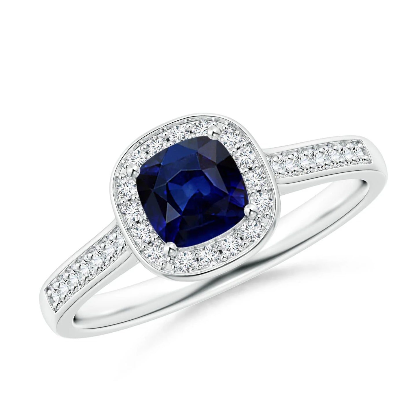 14k Gold Top Quality Natural Cushion Cut Blue Sapphire & Round Halo Diamond Engagement Ring New Arrival Wholesale Jewelry Ring