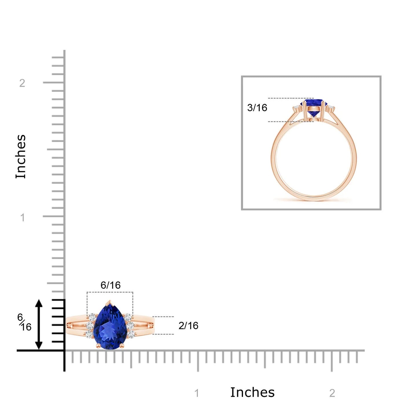 14k Gold Pear Cut Natural Tanzanite Gemstone With Triple Accents Diamond Split Shank Ring Customized Handmade Engagement Rings