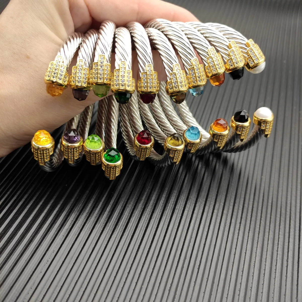 FASHIONISTA DY High-Quality Gold-Plated Diamond-Set Bangle, Unisex Silver-Plated Diamond-Set Bangle, Jewelry